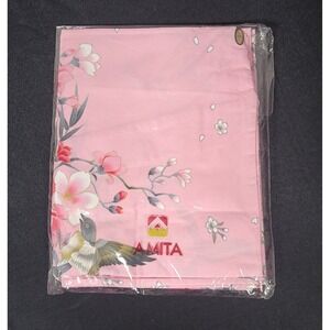 Vintage Amita Original Cotton Japanese Pink Floral Yukata Kimono Robe NIP Size L